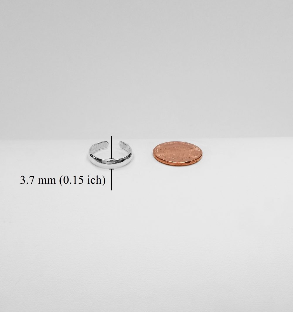 925 Sterling Silver Plain Adjustable Toe Ring - Image 3