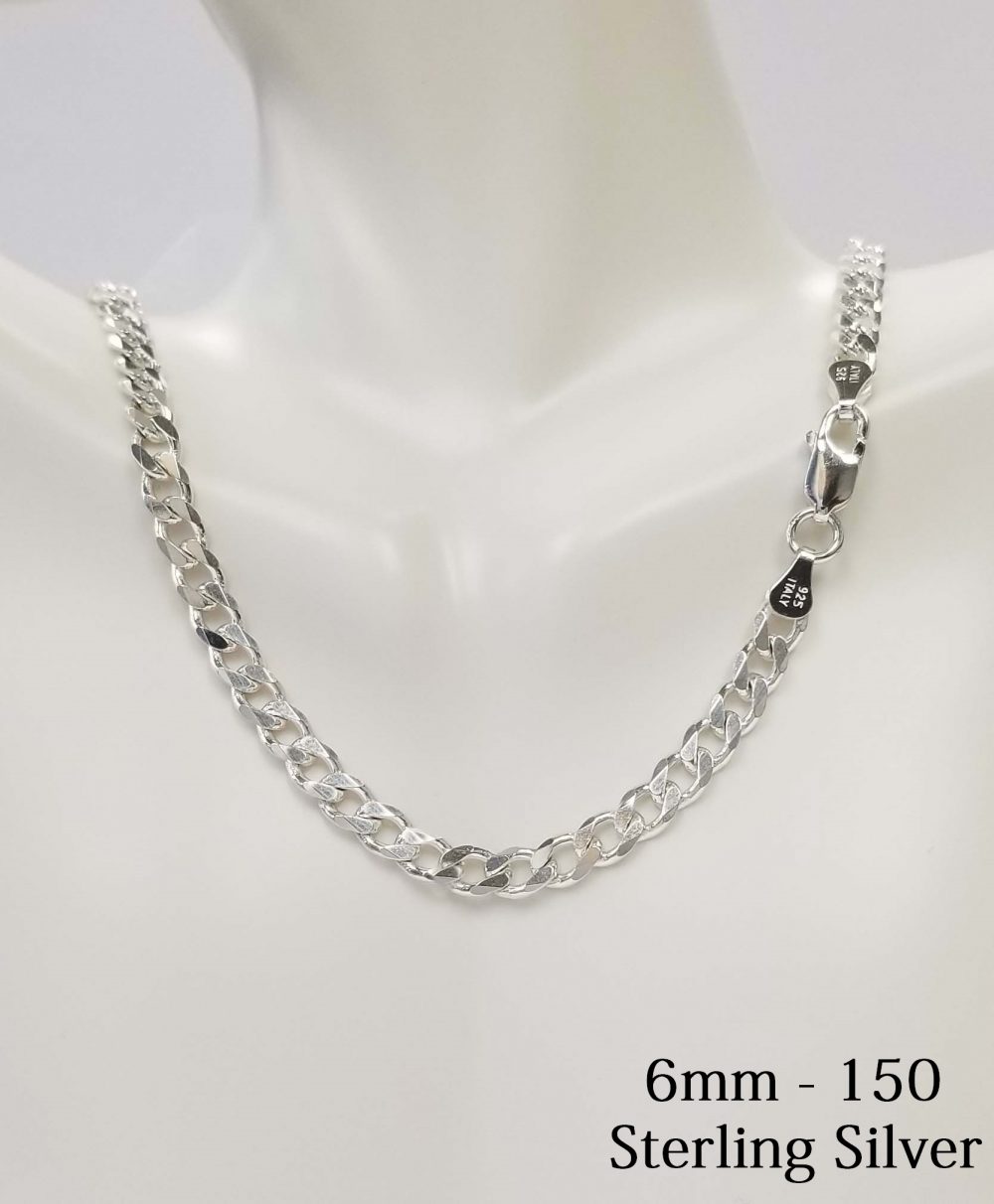 925 Sterling Silver 6 mm Curb Chain Necklace