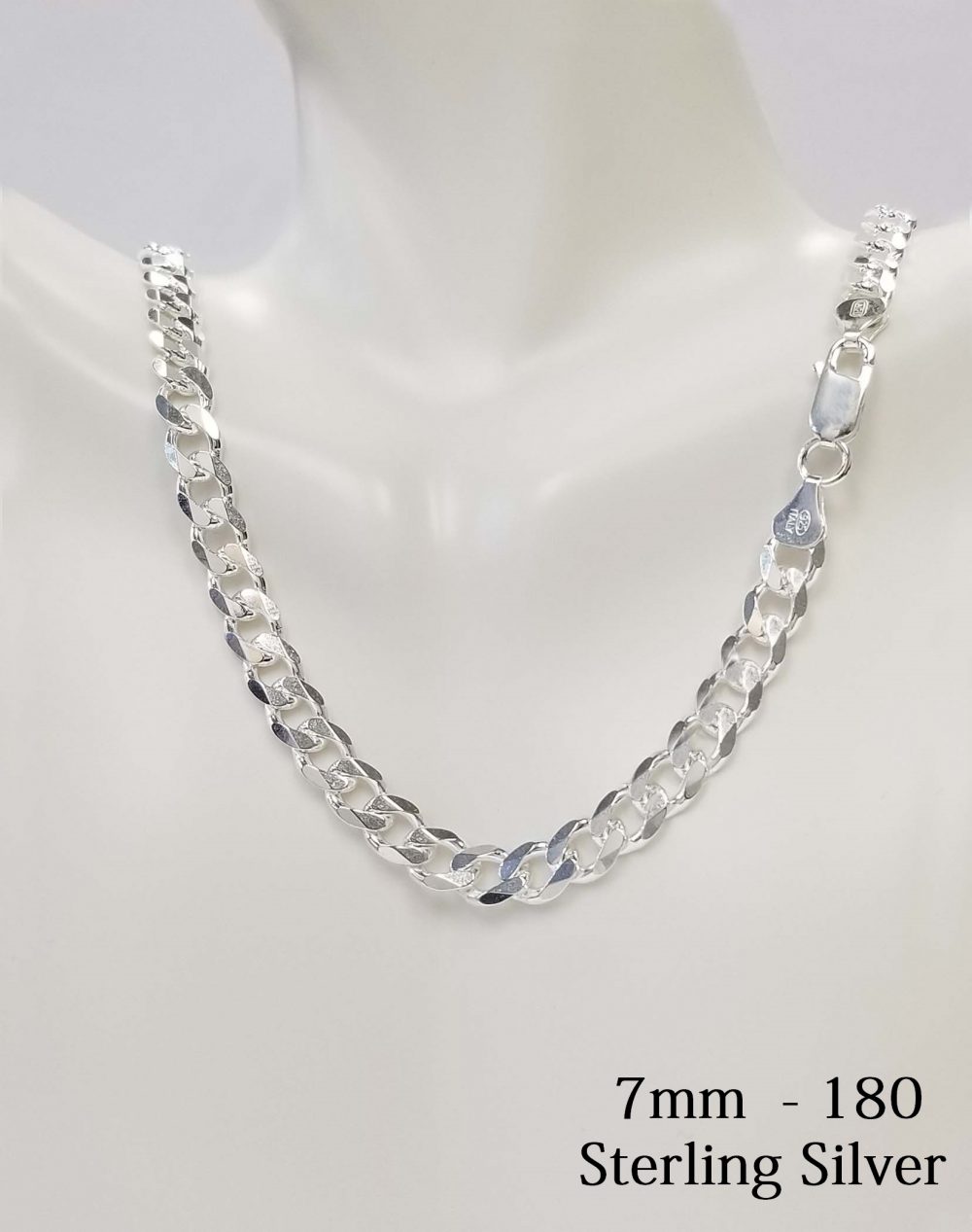 925 Sterling Silver 7 mm Curb Chain Necklace