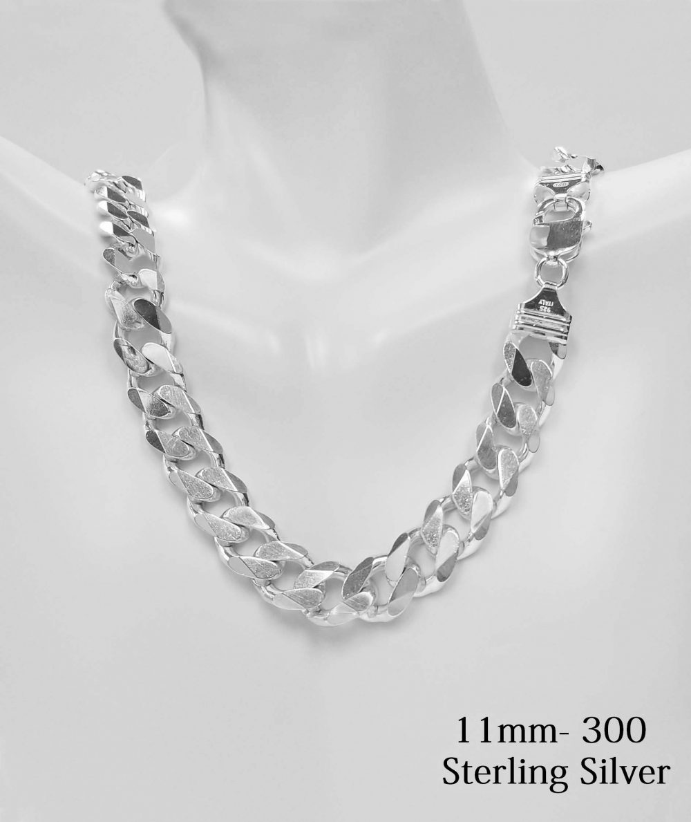 925 Sterling Silver 11 mm Curb Chain Necklace