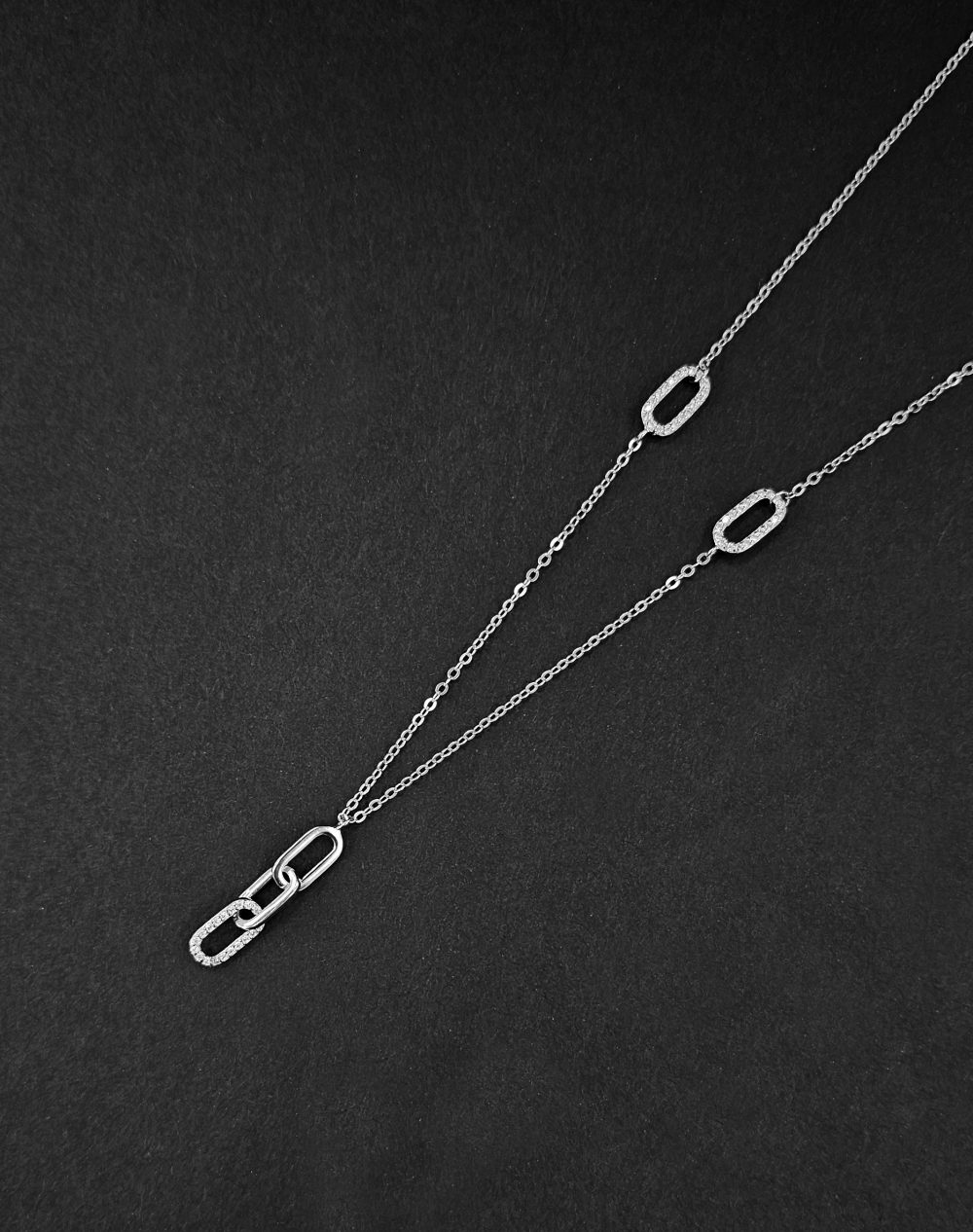 925 Sterling Silver CZ Link Necklace - Image 5