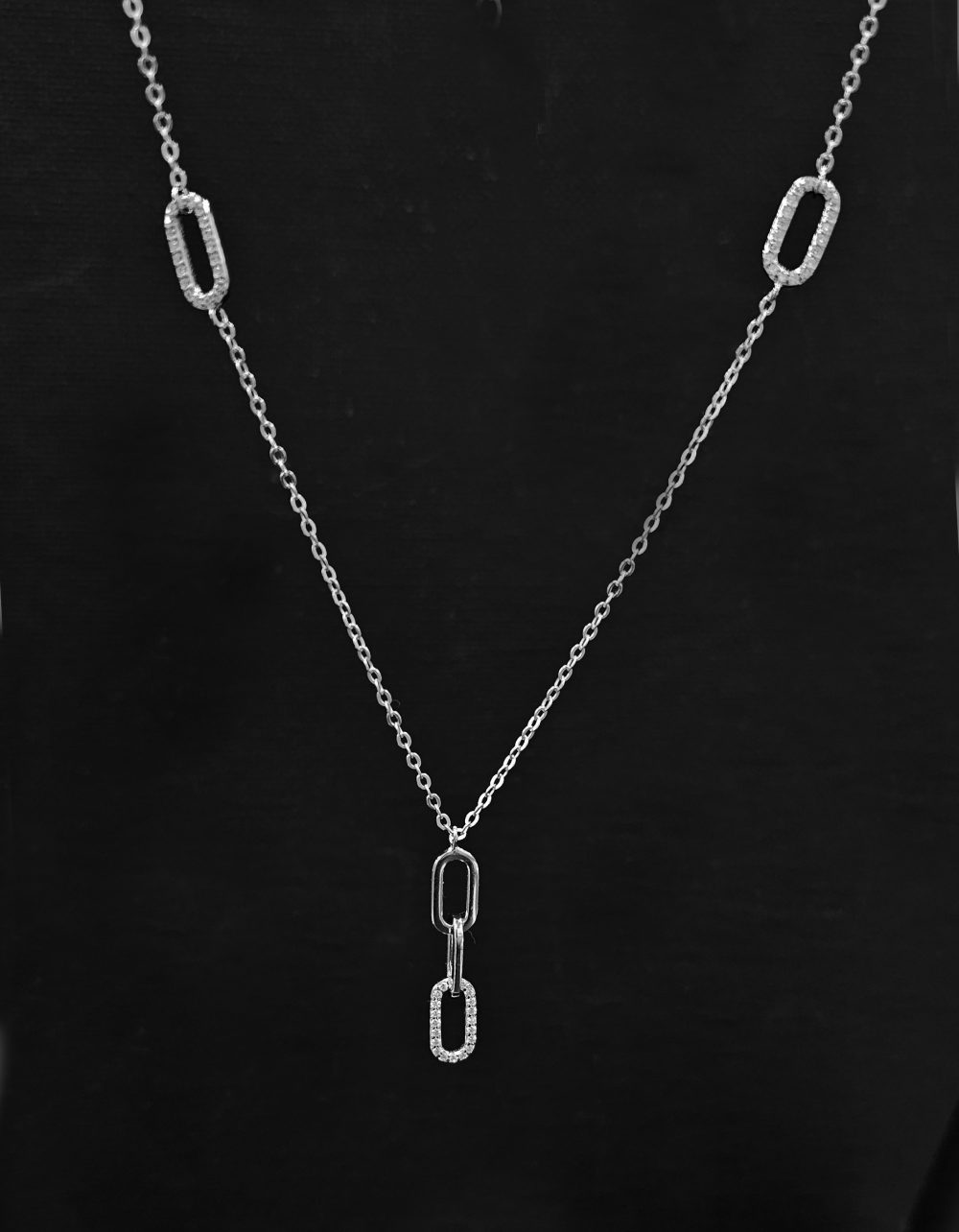 925 Sterling Silver CZ Link Necklace - Image 4