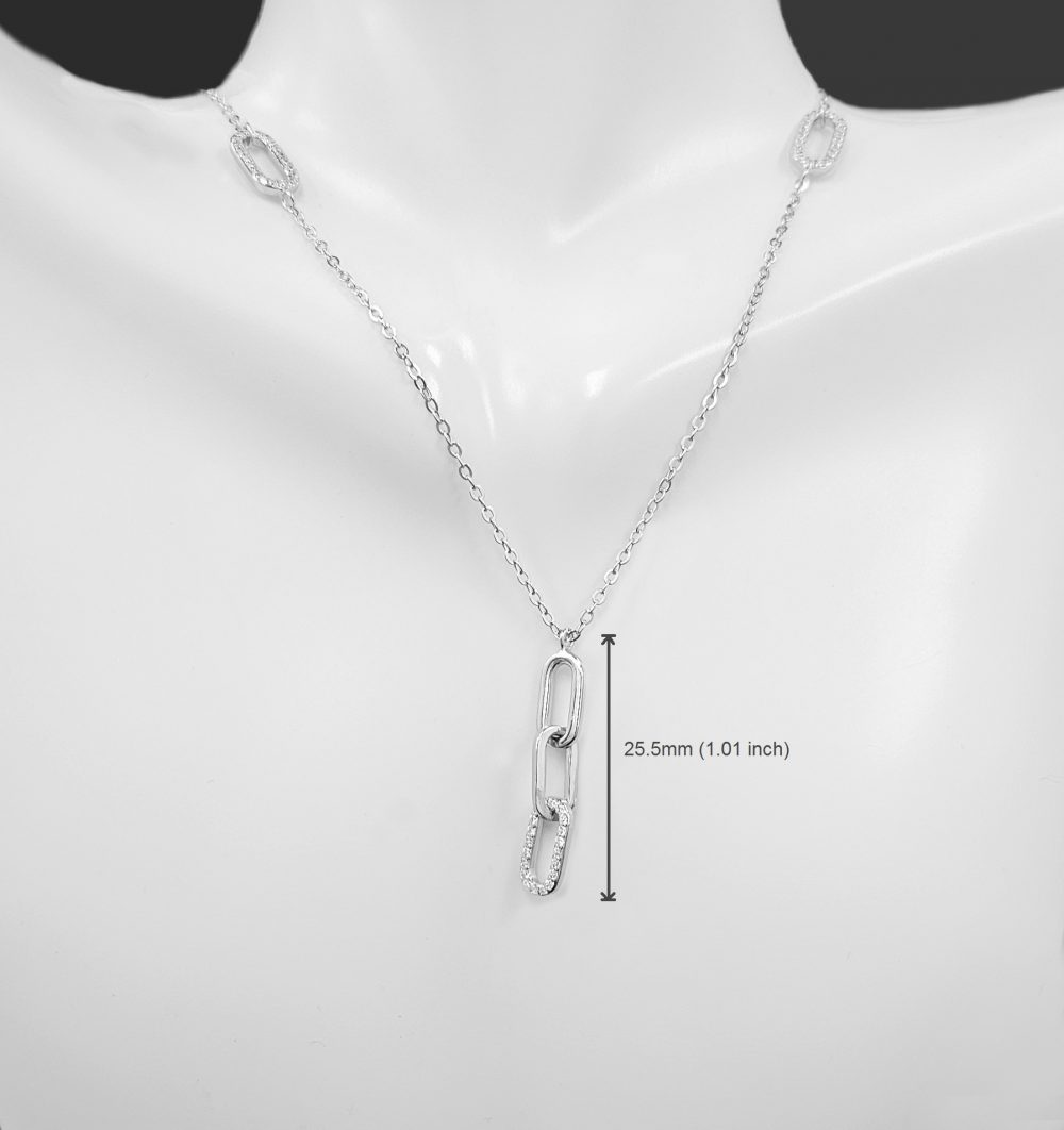 925 Sterling Silver CZ Link Necklace - Image 3